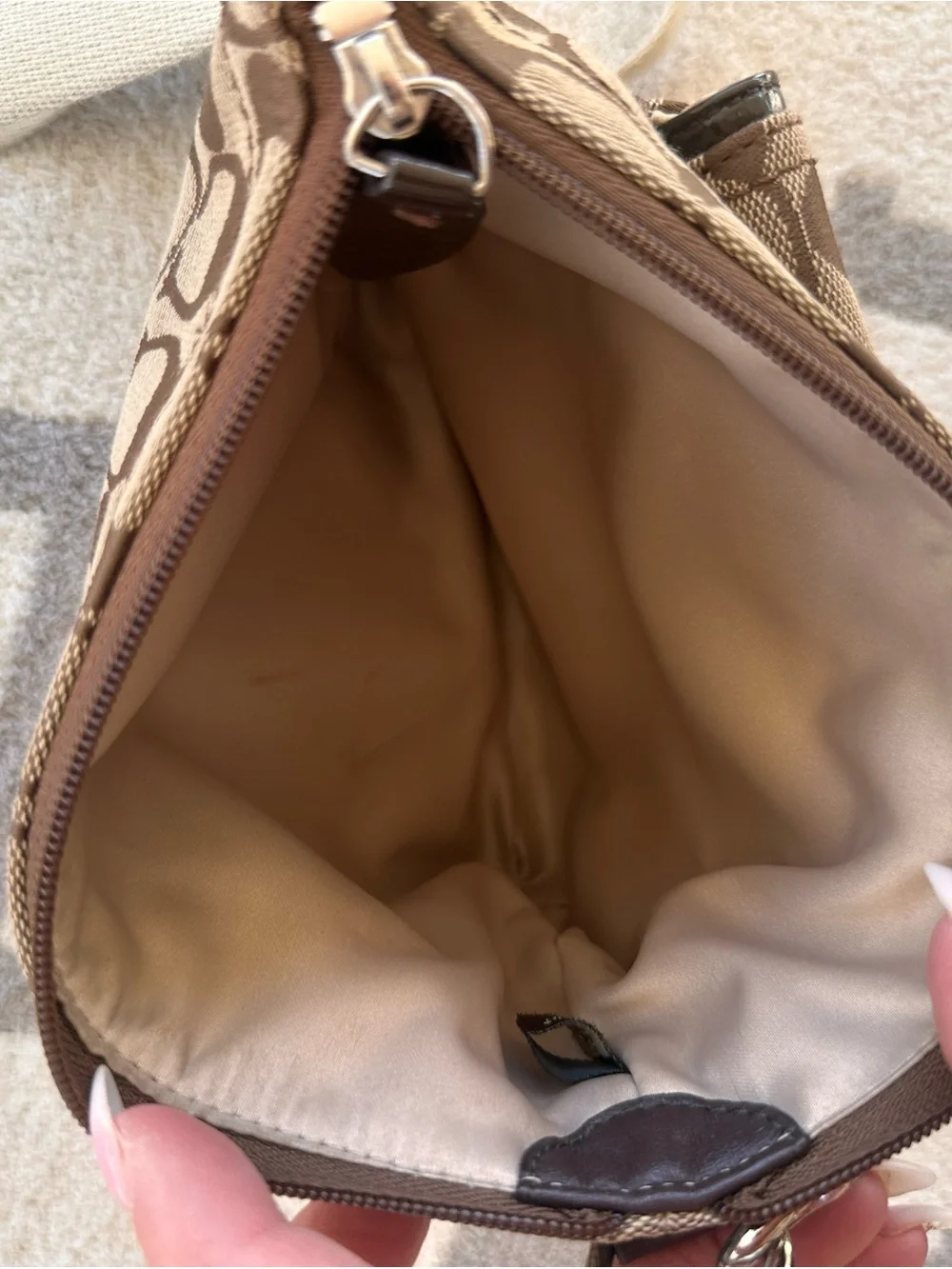 Coach Tan/Chocolate Signature Canvas Crossbody with Turnlock Pocket